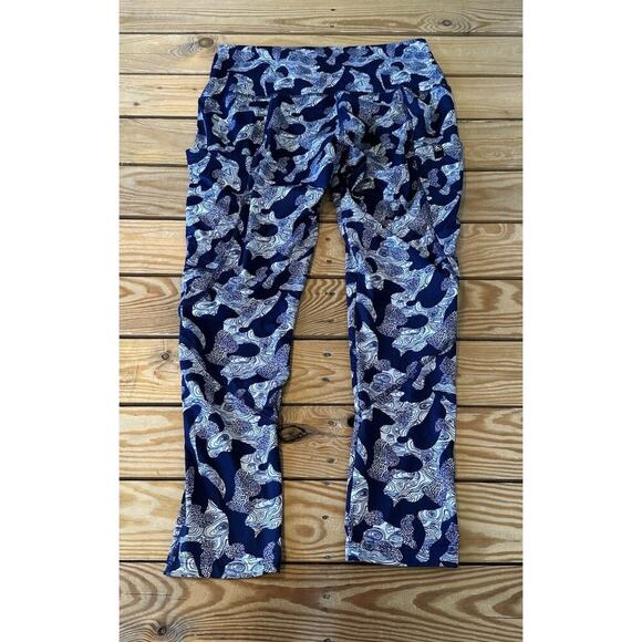 Flylow Printed Athletic Leggings Size Large Women’s Navy - Picture 2 of 7